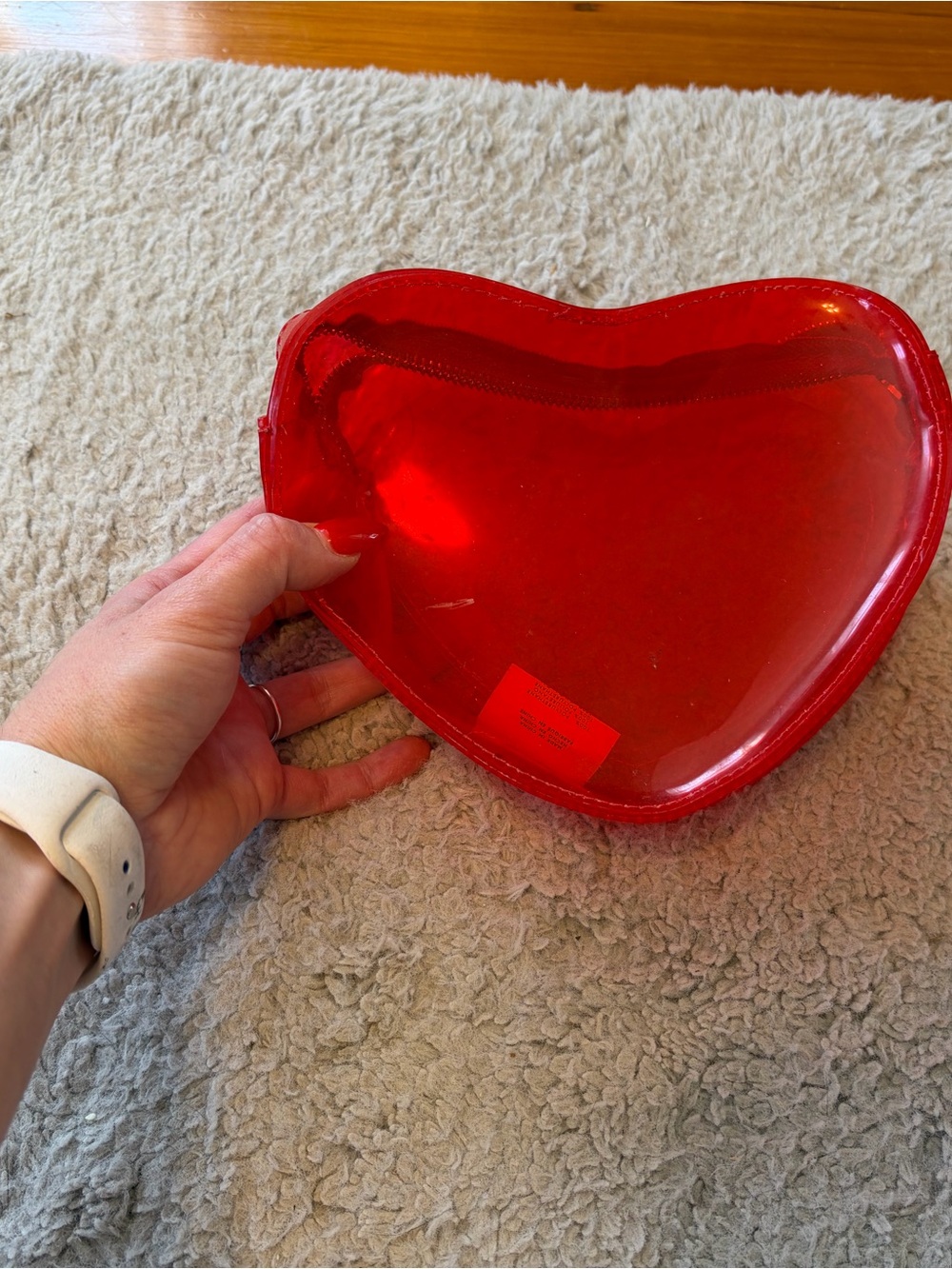 Red Heart-Shaped Transparent Bag